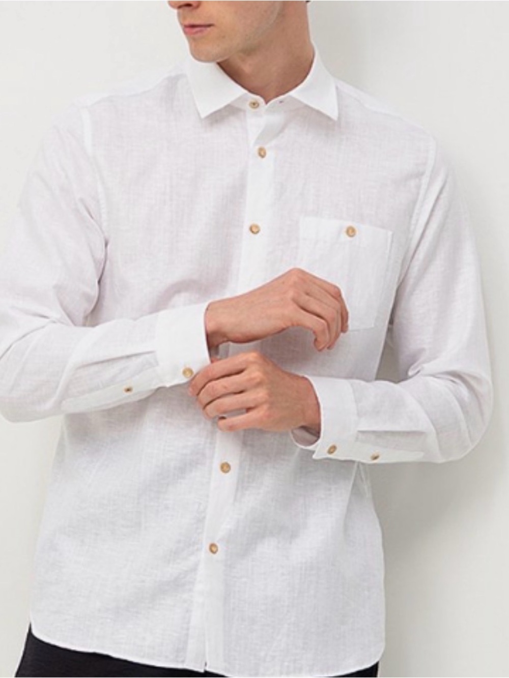 Ted Baker Men's White Linen Button-Front Shirt